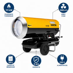 Sovelor Canon Air Chaud Fioul 111 kW Mobile, Reservoir de 105 L, Sovelor Kobleo