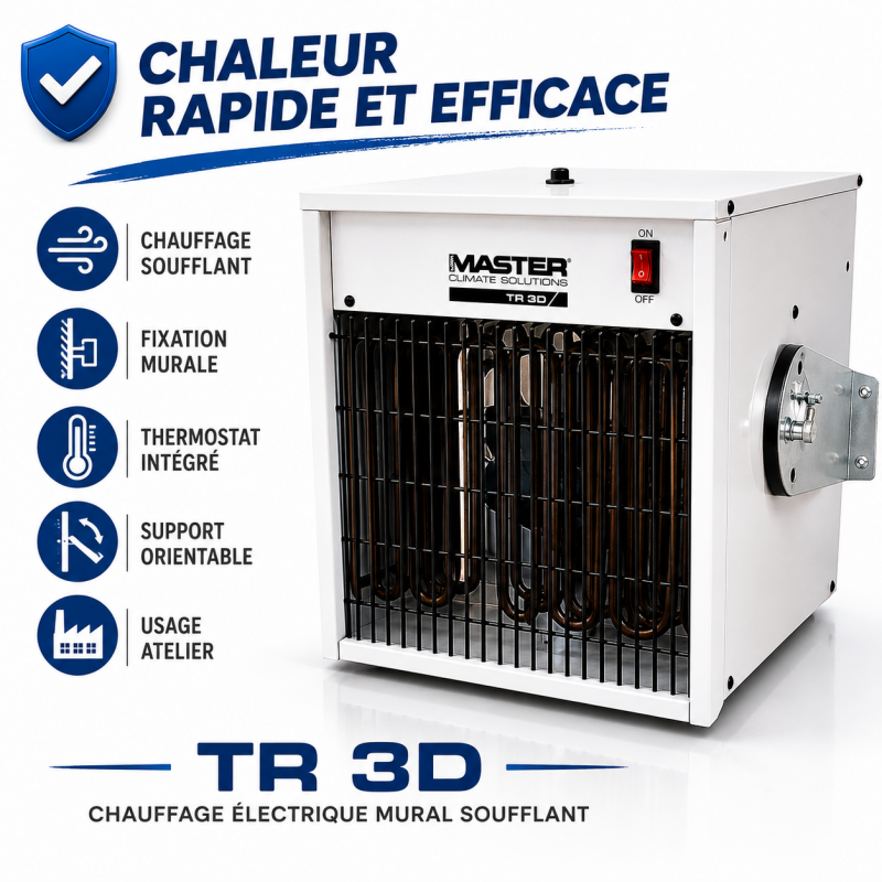 Sovelor Chauffage Electrique Mural Soufflant 3,3 kW, en Metal Etanche, Sovelor Kobleo