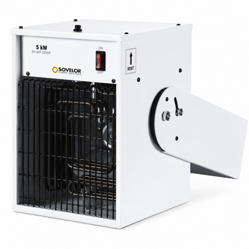 Sovelor Chauffage Electrique Mural Soufflant 5 kW Triphase, en Metal, Sovelor Kobleo