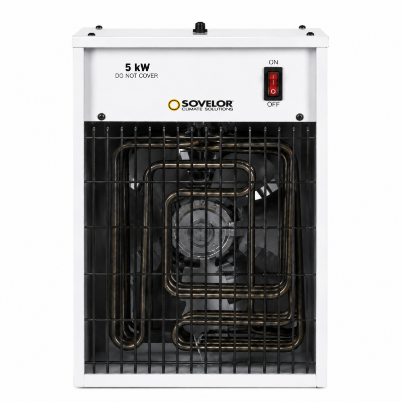 Sovelor Chauffage Electrique Mural Soufflant 5 kW Triphase, en Metal, Sovelor Kobleo