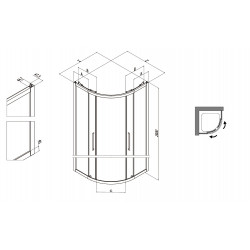 Samo Paroi douche 1/4 rond ouverture centrale coulissante 865-895cm Europa Kobleo