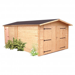 Habrita Foresta Garage en Bois Douglas Double Pente 20 m2 Madriers 28 mm, Foresta Kobleo