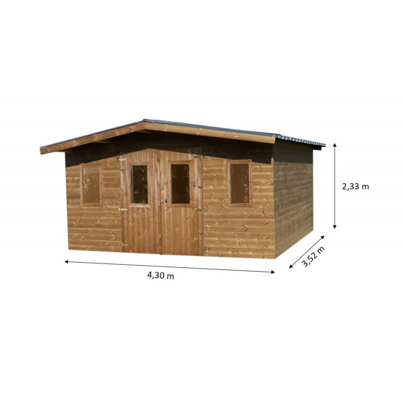 Habrita Foresta Abri de Jardin en Bois Thermochauffee THT 15,14 m2 et 28 mm, Foresta Kobleo