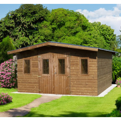Habrita Foresta Abri de Jardin en Bois Thermochauffee THT 15,14 m2 et 28 mm, Foresta Kobleo