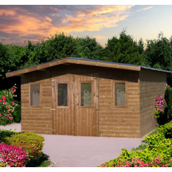 Habrita Foresta Abri de Jardin en Bois Thermochauffee THT 19,69 m2 et 28 mm, Foresta Kobleo