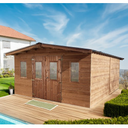 Habrita Foresta Abri de Jardin en Bois Thermochauffee THT 24,30 m2 et 28 mm, Foresta Kobleo