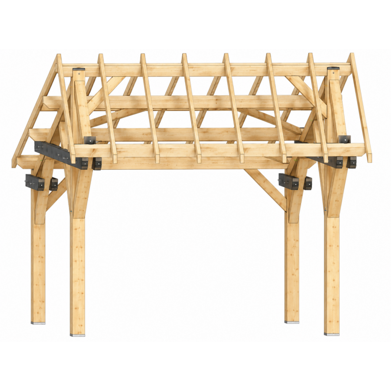 Habrita Foresta Carport en Bois Asymetrique Double Pente 19,7 m2 Sapin Nord, Foresta Kobleo