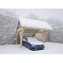 Habrita Foresta Carport en Bois Asymetrique Double Pente 19,7 m2 Sapin Nord, Foresta Kobleo