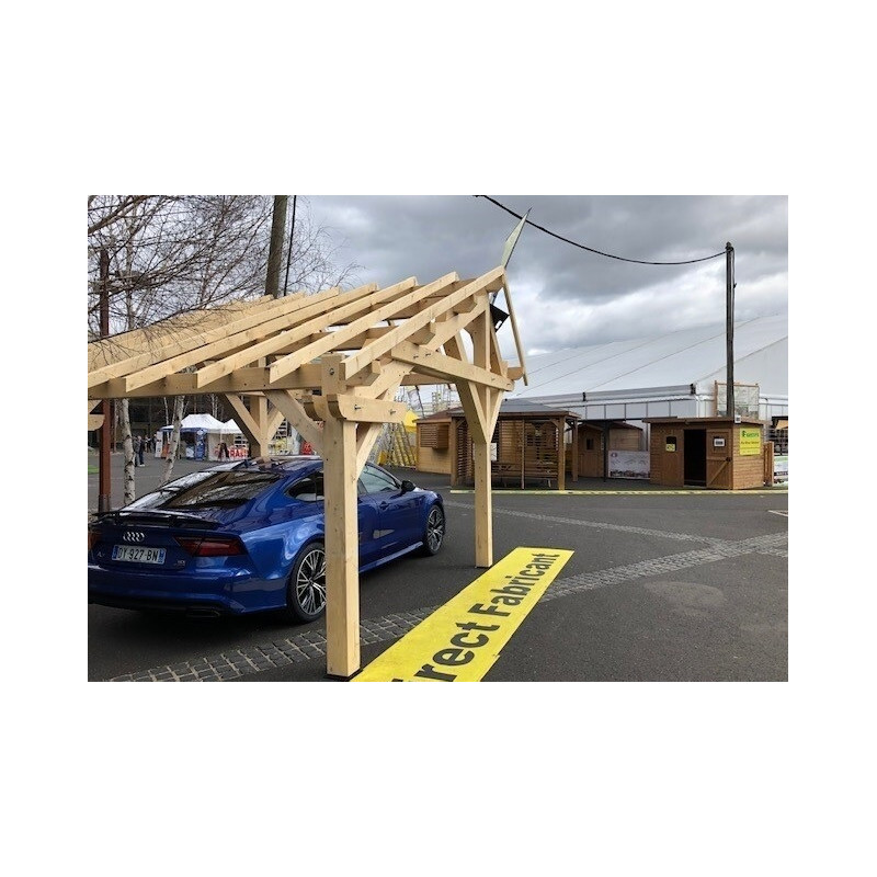 Habrita Foresta Carport en Bois Asymetrique Double Pente 19,7 m2 Sapin Nord, Foresta Kobleo