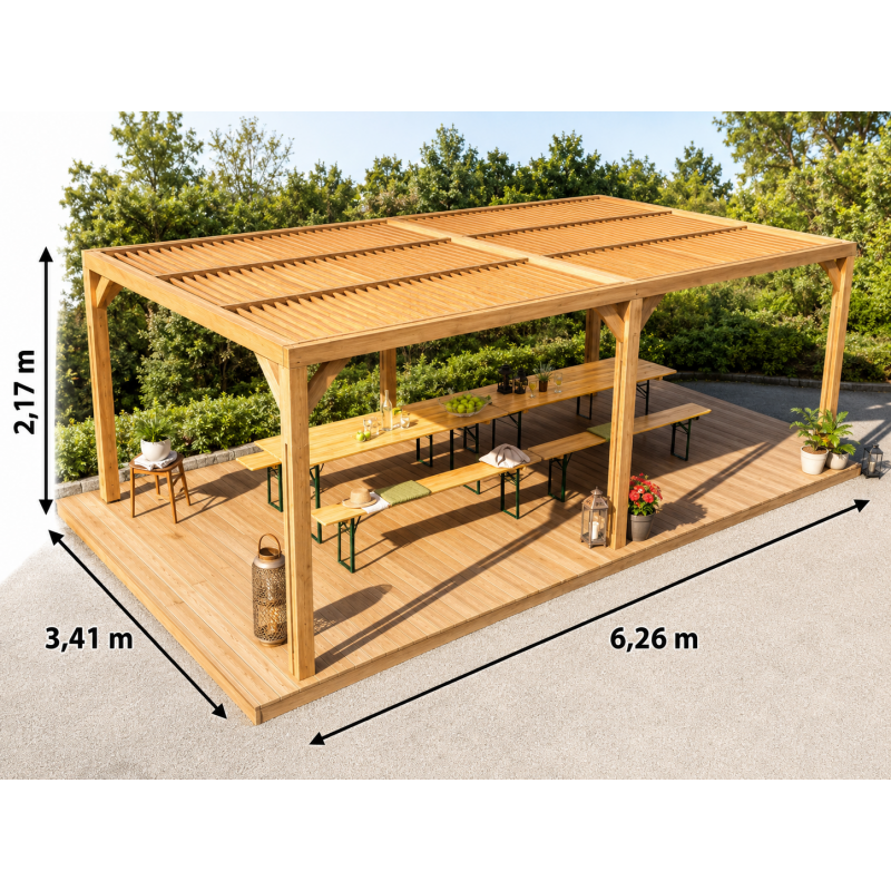 Habrita Foresta Pergola en Bois Thermochauffee THT 21,34 m2 Ventelles Toit, Foresta Kobleo