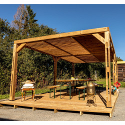 Habrita Foresta Pergola en Bois Thermochauffee THT 21,34 m2 Ventelles Toit, Foresta Kobleo