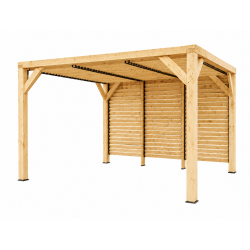 Habrita Foresta Auvent en Bois Lamelle Colle 10 m2 Ventelles Toit et Paroi, Foresta Kobleo