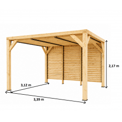 Habrita Foresta Auvent en Bois Lamelle Colle 10 m2 Ventelles Toit et Paroi, Foresta Kobleo