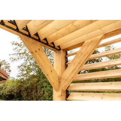 Habrita Foresta Auvent en Bois Lamelle Colle 10 m2 Ventelles Toit et Paroi, Foresta Kobleo