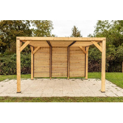 Habrita Foresta Auvent en Bois Lamelle Colle 10 m2 Ventelles Toit et Paroi, Foresta Kobleo