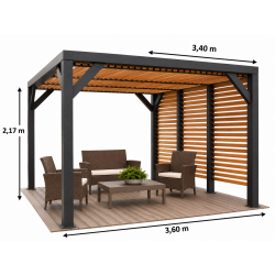 Habrita Foresta Auvent en Bois Lamelle Colle 12,20 m2 Ventelles Toit et Paroi, Foresta Kobleo