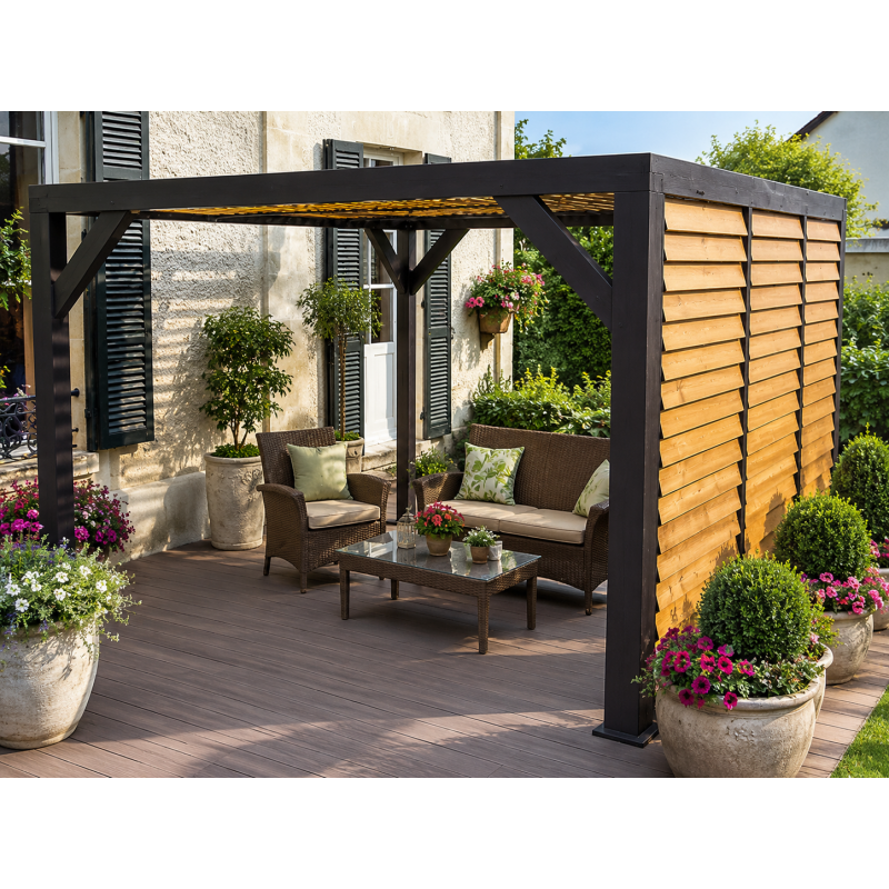 Habrita Foresta Auvent en Bois Lamelle Colle 12,20 m2 Ventelles Toit et Paroi, Foresta Kobleo