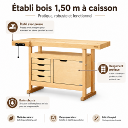 Outifrance Établi bois Outifrance 1,50 m avec caisson Kobleo
