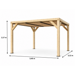 Habrita Foresta Auvent en Bois Douglas 10,50 m2 Ventelles Orientables Toit, Foresta Kobleo