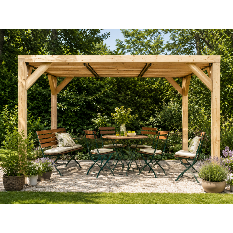 Habrita Foresta Auvent en Bois Douglas 10,50 m2 Ventelles Orientables Toit, Foresta Kobleo