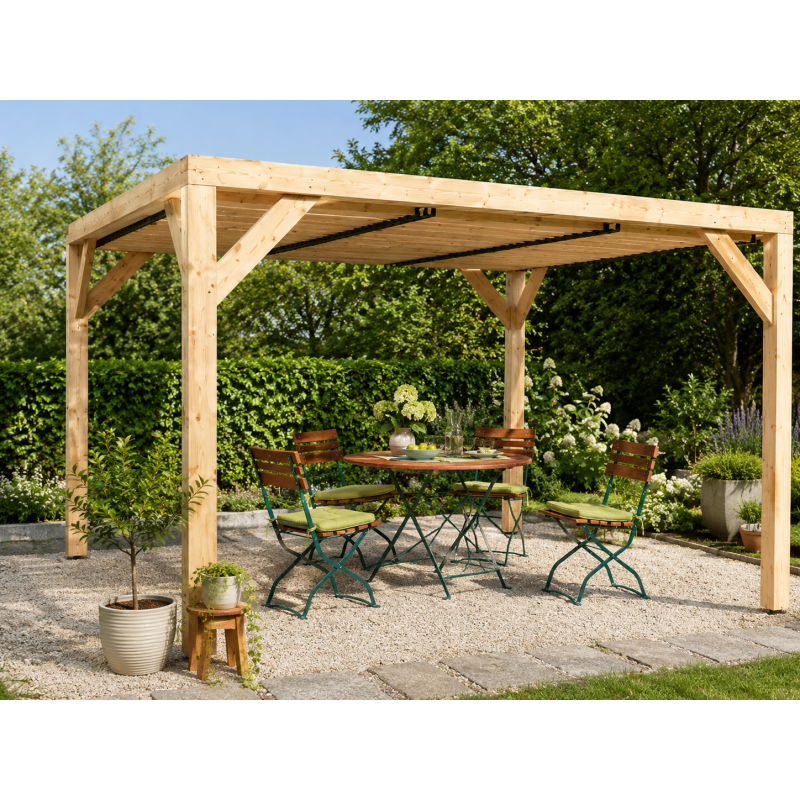 Habrita Foresta Auvent en Bois Douglas 10,50 m2 Ventelles Orientables Toit, Foresta Kobleo