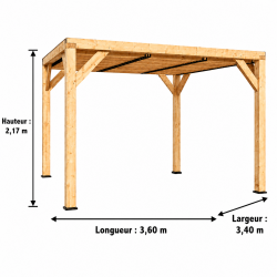 Habrita Foresta Auvent en Bois Douglas 12,20 m2 Ventelles Orientables Toit, Foresta Kobleo