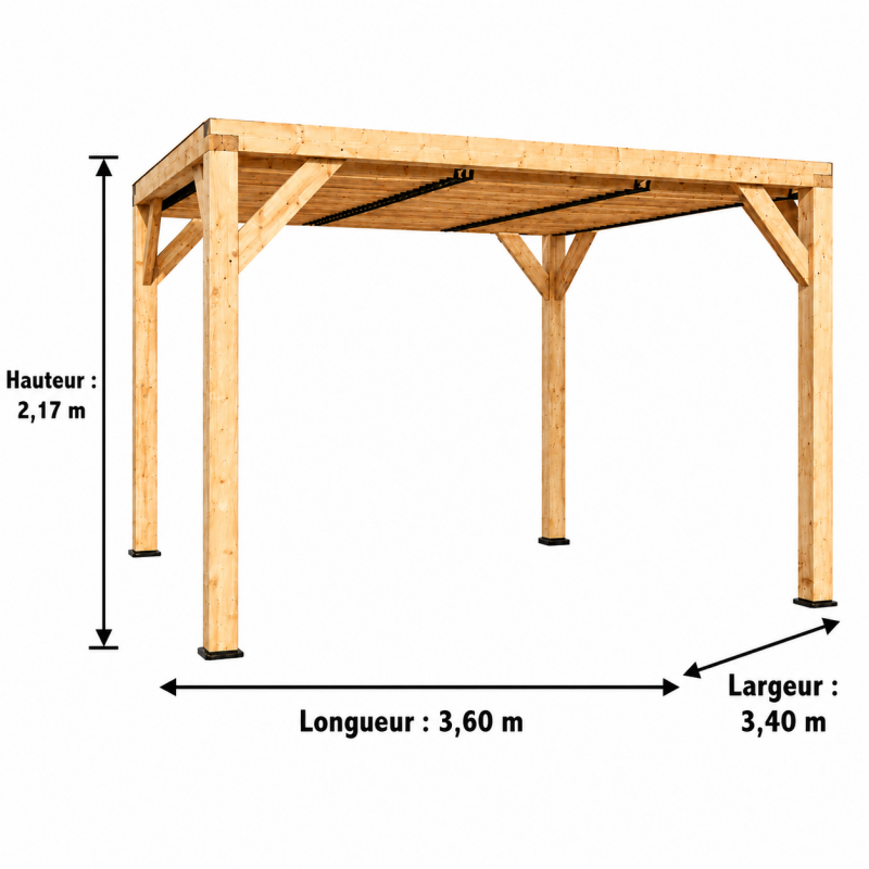 Habrita Foresta Auvent en Bois Douglas 12,20 m2 Ventelles Orientables Toit, Foresta Kobleo