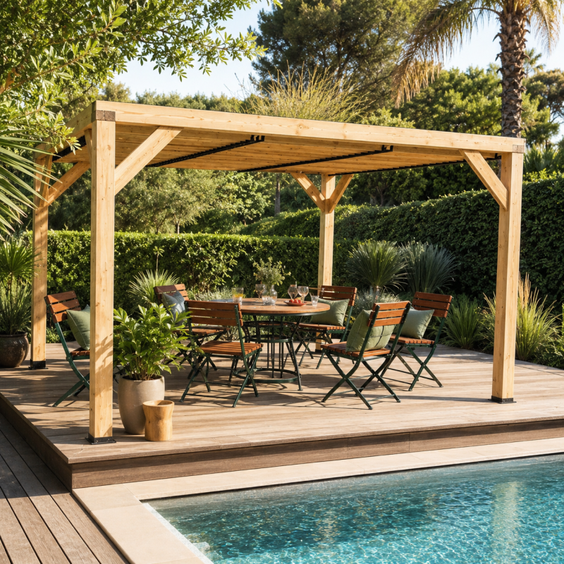 Habrita Foresta Auvent en Bois Douglas 12,20 m2 Ventelles Orientables Toit, Foresta Kobleo