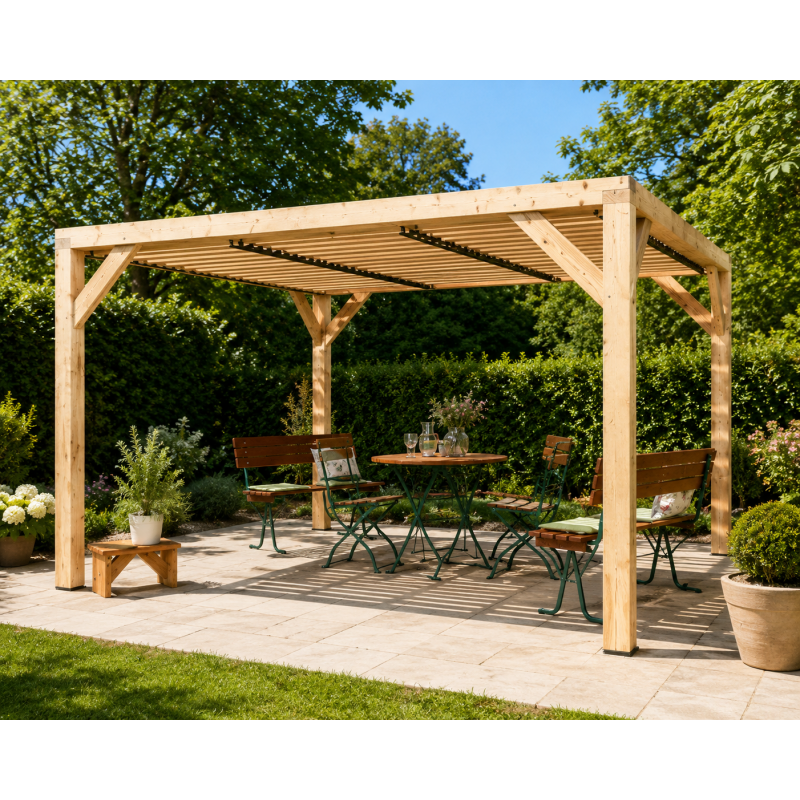 Habrita Foresta Auvent en Bois Douglas 12,20 m2 Ventelles Orientables Toit, Foresta Kobleo