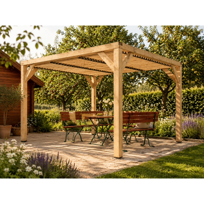 Habrita Foresta Auvent en Bois Douglas 12,20 m2 Ventelles Orientables Toit, Foresta Kobleo