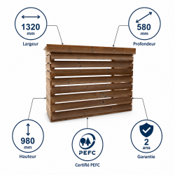 Habrita Foresta Cache Climatiseur en Bois Thermochauffee Epicea 1320 x 580 mm, Foresta Kobleo