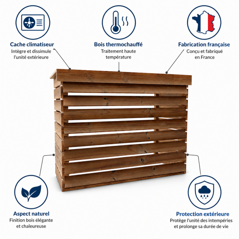 Habrita Foresta Cache Climatiseur en Bois Thermochauffee Epicea 1320 x 580 mm, Foresta Kobleo