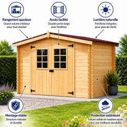 Habrita Foresta Abri de Jardin en Bois Epicea 42 mm Double Rainurage 12,70 m2, Foresta Kobleo