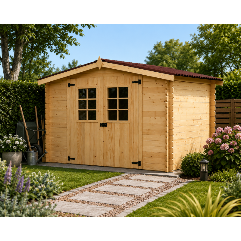Habrita Foresta Abri de Jardin en Bois Epicea 42 mm Double Rainurage 12,70 m2, Foresta Kobleo