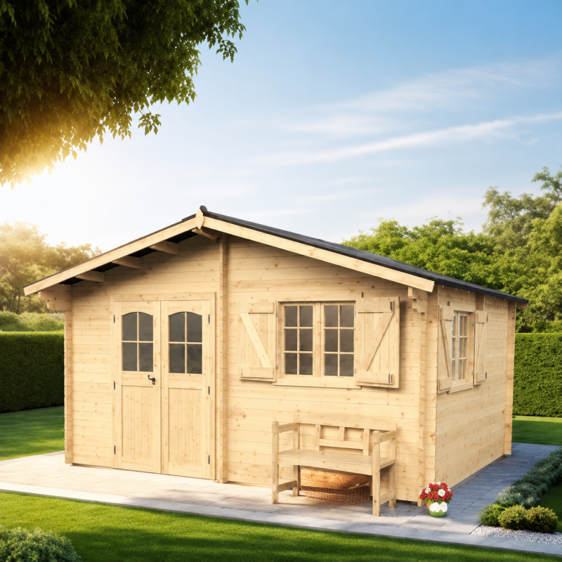 Habrita Foresta Abri de Jardin en Bois Epicea 42 mm Double Rainurage 22,87 m2, Foresta Kobleo
