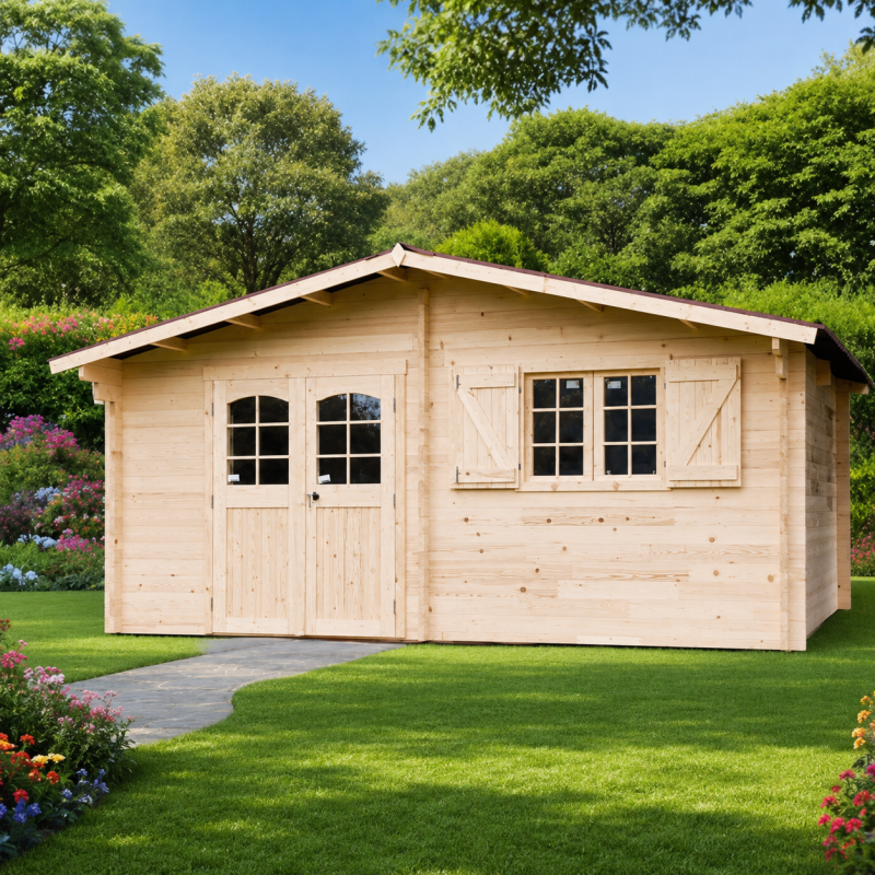 Habrita Foresta Abri de Jardin en Bois Epicea 42 mm Double Rainurage 22,87 m2, Foresta Kobleo