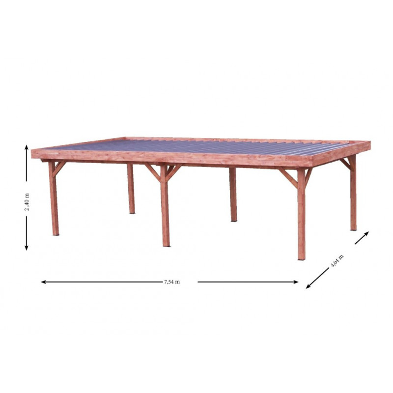Habrita Foresta Tonnelle en Bois Contemporaine Toit Plat 24,64 m2 Bac Acier, Foresta Kobleo