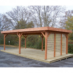 Habrita Foresta Tonnelle en Bois Contemporaine Toit Plat 24,64 m2 Bac Acier, Foresta Kobleo