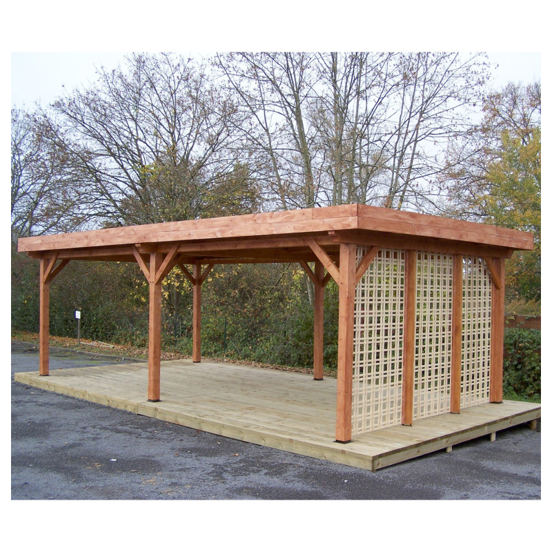 Habrita Foresta Tonnelle en Bois Contemporaine Toit Plat 24,64 m2 Bac Acier, Foresta Kobleo