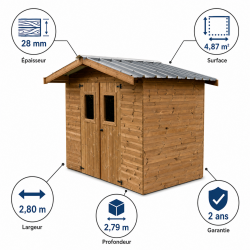 Habrita Foresta Abri de Jardin en Bois Thermochauffee THT 4,87 m2 et 28 mm, Foresta Kobleo