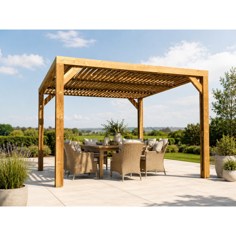 Habrita Foresta Pergola en Bois Thermochauffee THT 10,67 m2 Ventelles Toit, Foresta Kobleo