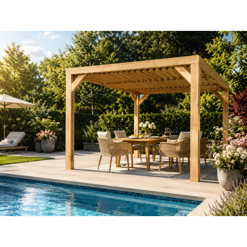 Habrita Foresta Pergola en Bois Thermochauffee THT 10,67 m2 Ventelles Toit, Foresta Kobleo