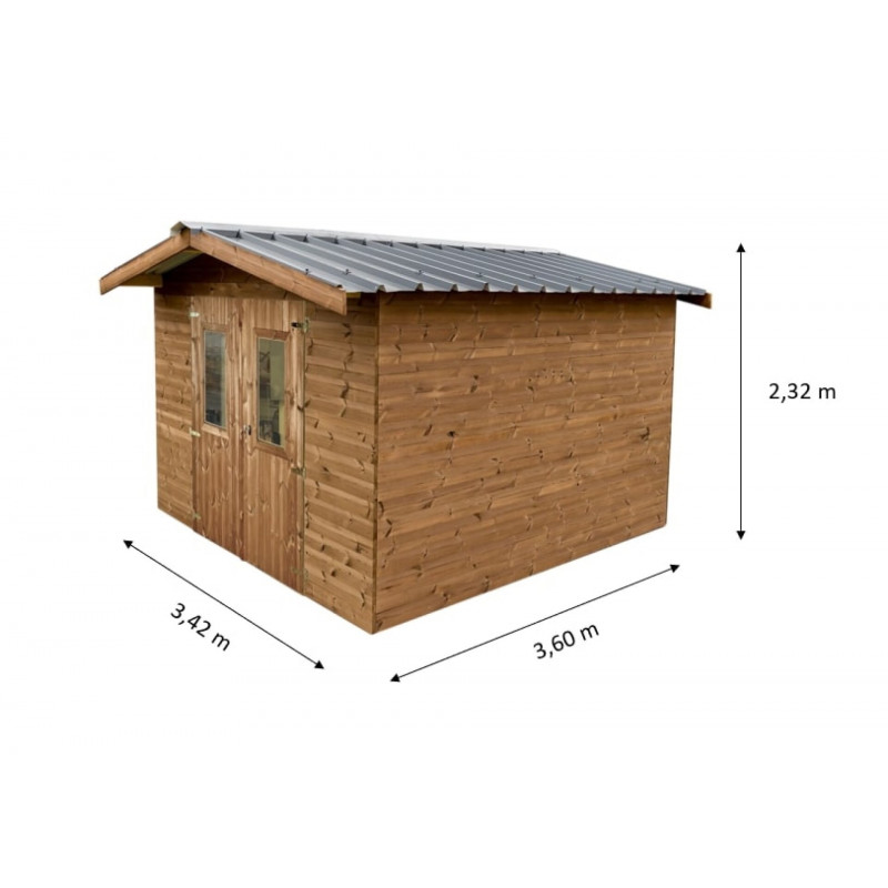 Habrita Foresta Abri de Jardin en Bois Thermochauffee THT 12,30 m2 et 28 mm, Foresta Kobleo