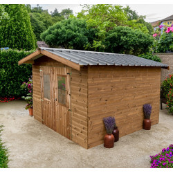 Habrita Foresta Abri de Jardin en Bois Thermochauffee THT 12,30 m2 et 28 mm, Foresta Kobleo