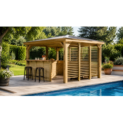 Habrita Foresta Pool House en Bois Thermochauffee THT 12,32 m2 2 Comptoirs, Foresta Kobleo