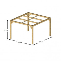 Habrita Foresta Pergola en Bois Thermochauffee THT 10,67 m2 Structure Ouverte, Foresta Kobleo