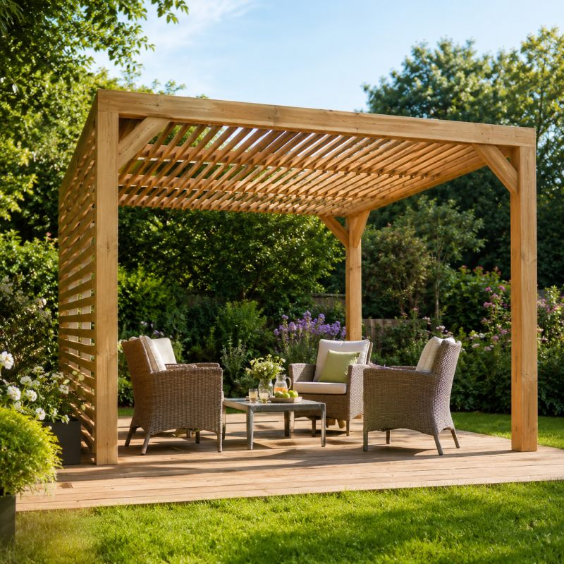 Habrita Foresta Pergola en Bois Thermochauffee THT 10,67 m2 Toit et Paroi, Foresta Kobleo