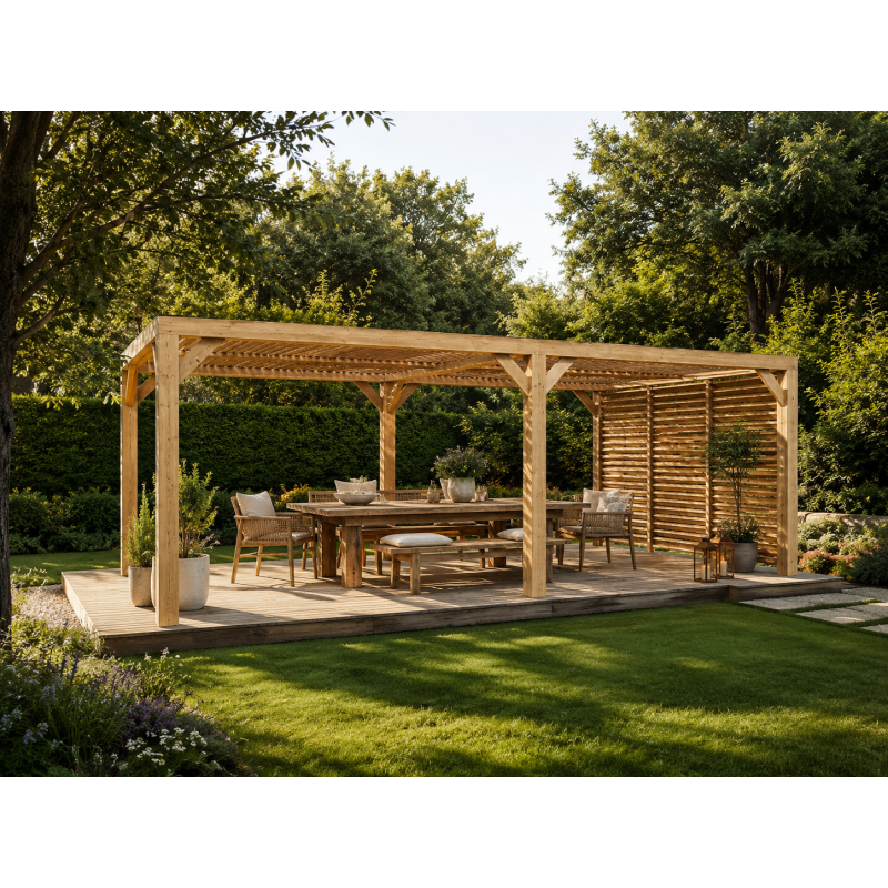 Habrita Foresta Pergola en Bois Thermochauffee THT 20,93 m2 Toit et Paroi, Foresta Kobleo