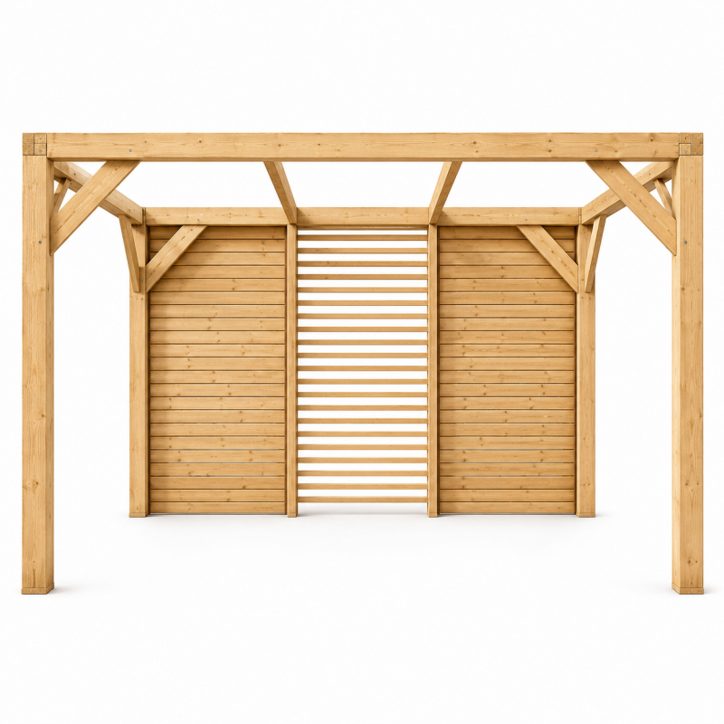 Habrita Foresta Auvent en Bois Lamelle Colle 10 m2 Ventelles Paroi Brise Vue, Foresta Kobleo