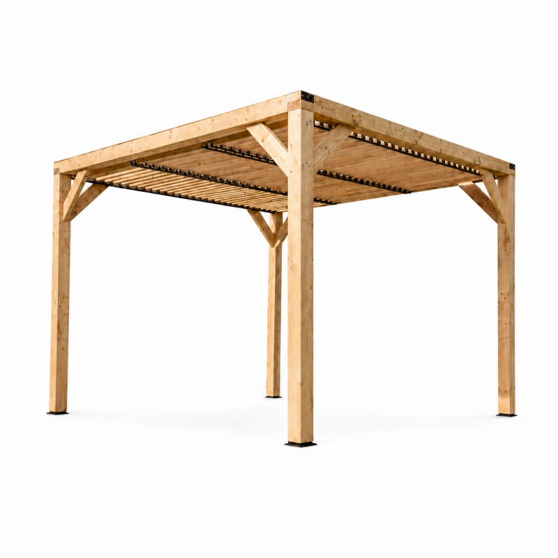 Habrita Foresta Auvent en Bois Lamelle Colle 12,20 m2 Ventelles sur Toit, Foresta Kobleo